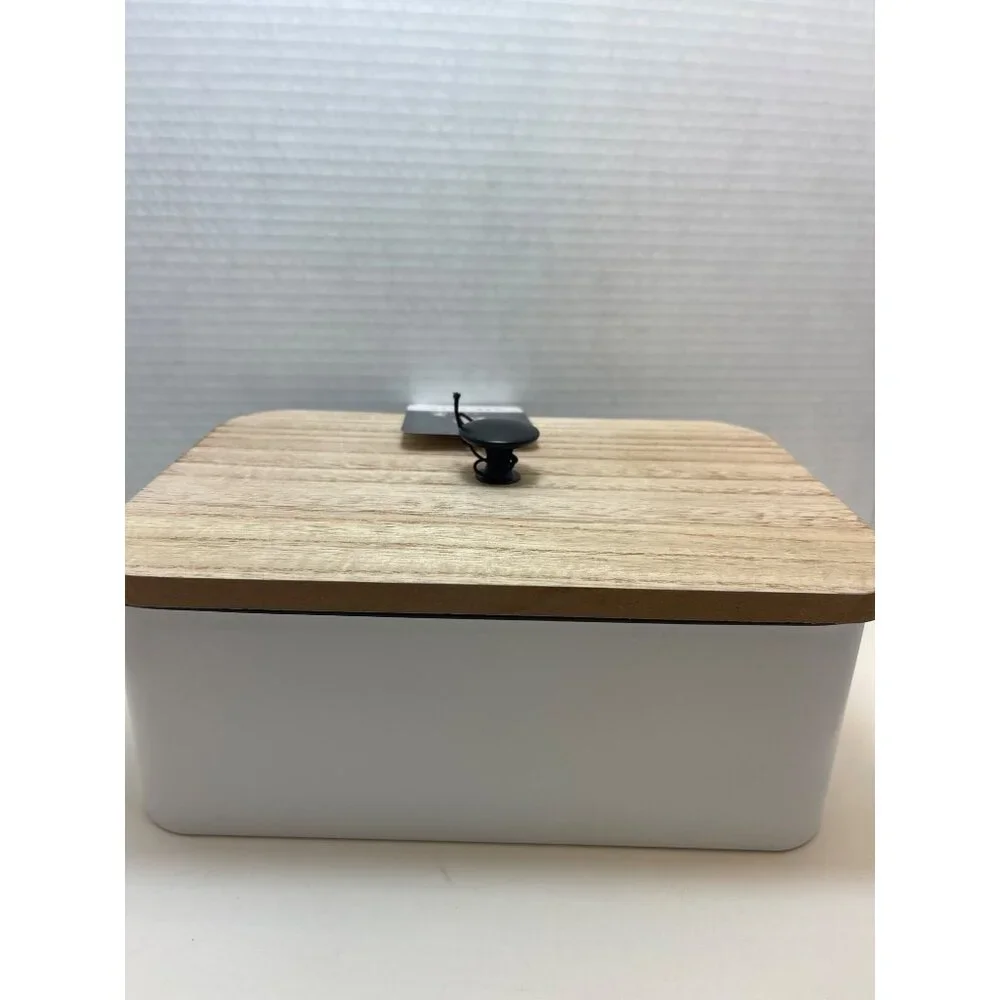 Rae Dunn Dryer Sheets Storage Box With Wooden Lid - Add Class & Sass To Your Lau